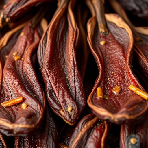 Close-up of flavorful Biltong, a dried and cured meat snack